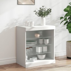 Sonata H Сайдборд с LED светлини, бял, 60,5x37x67 см - Шкафове, Витрини, Модулни секции