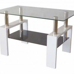 Холна маса MDF 605 100/60/60h бялa с черно долно стъкло - Маси