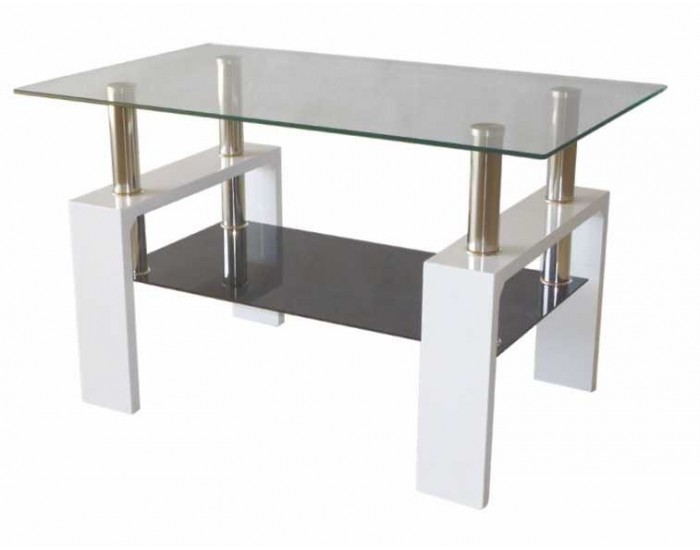 Холна маса MDF 605 100/60/60h бялa с черно долно стъкло Холна маса MDF 605 100/60/60h бялa с черно долно стъкло
