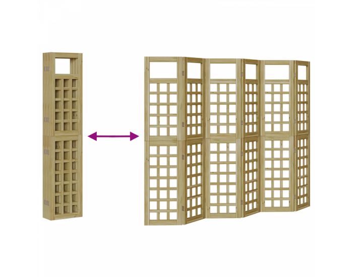 Sonata H Екстериорен параван за личен живот 6 панели импрегнирано дърво бор