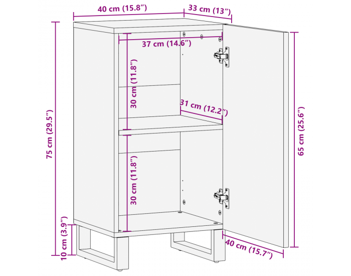 Sonata H Комод 40x33.5x75 см от масивно мангово дърво Sonata H Комод 40x33.5x75 см от масивно мангово дърво