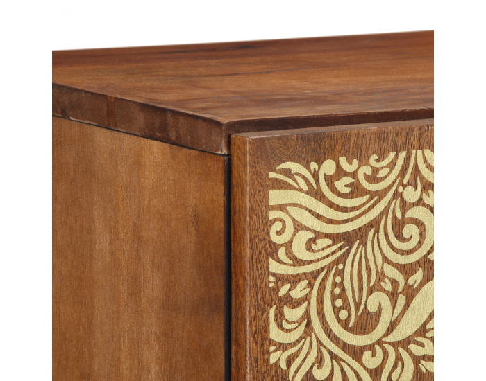 Sonata H Висок шкаф Меден цвят с златисти акценти Масивно мангово дърво