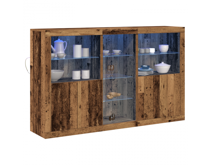 Бюфет Sonata H с LED светлини Старо дърво 162x37x100 см Инженерна дървесина Бюфет Sonata H с LED светлини Старо дърво 162x37x100 см Инженерна дървесина