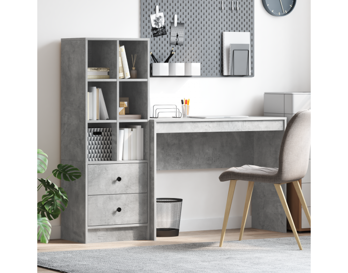 Sonata H Работна маса в бетонно сиво, инженерна дървесина