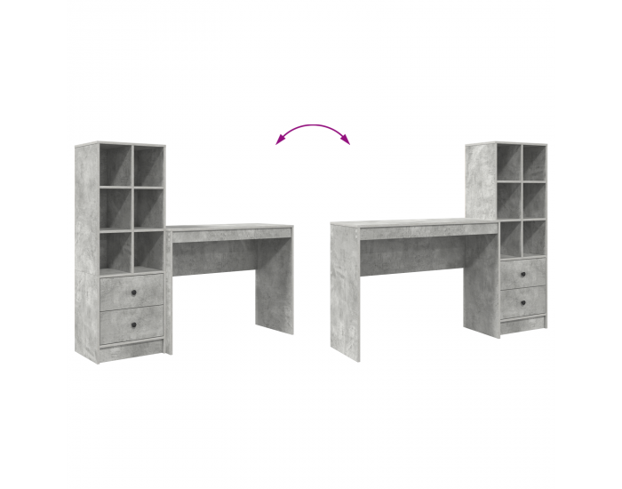 Sonata H Работна маса в бетонно сиво, инженерна дървесина