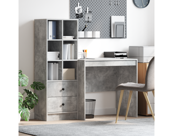 Sonata H Бюро със съхранение Сив бетон Инженерна дървесина