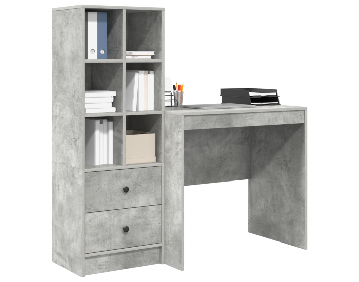 Sonata H Бюро със съхранение Сив бетон Инженерна дървесина