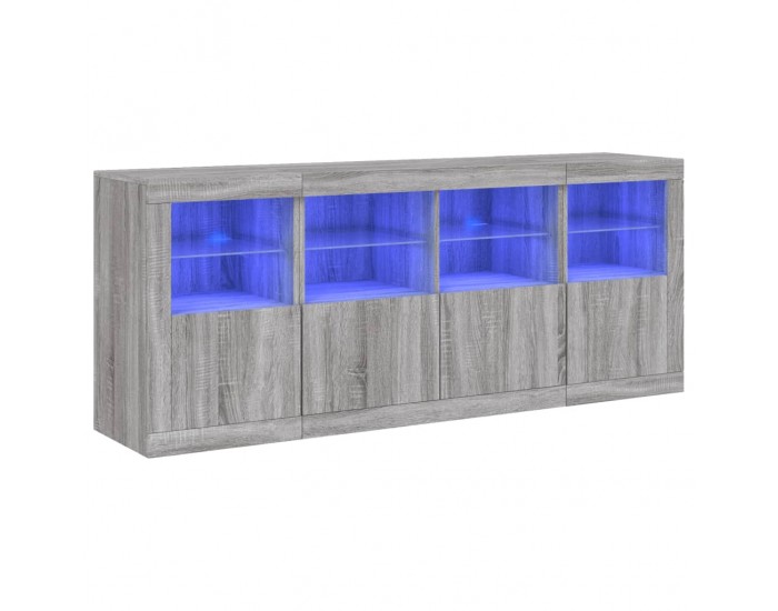 Sonata H Сайдборд с LED светлини, сив сонома, 163x37x67 см