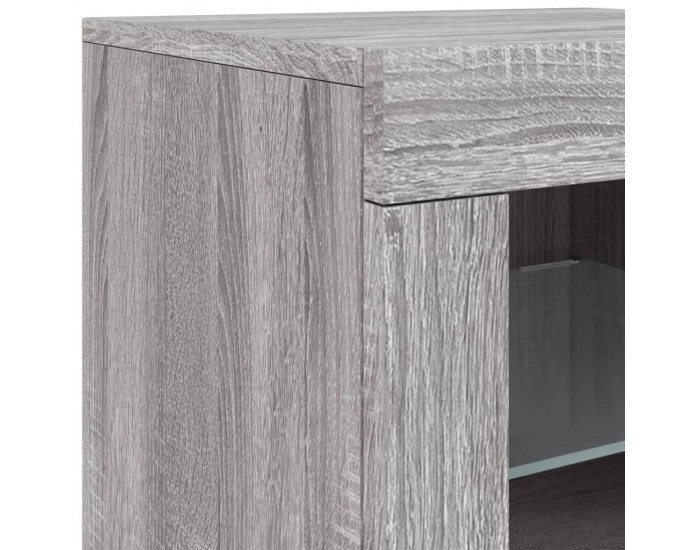 Sonata H Сайдборд с LED светлини, сив сонома, 163x37x67 см