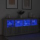 Sonata H Сайдборд с LED светлини, сив сонома, 163x37x67 см