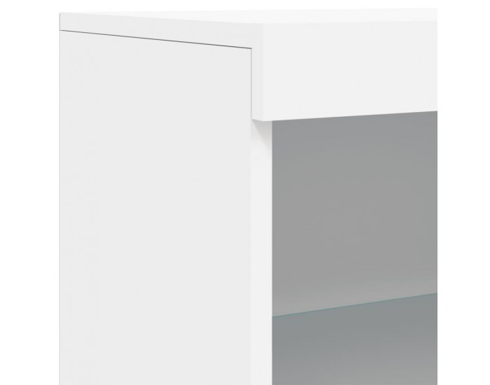 Sonata H Сайдборд с LED светлини, бял, 60,5x37x100 см