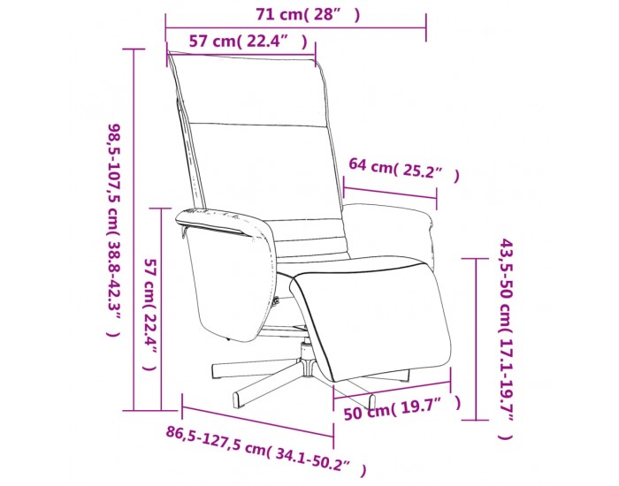 Sonata H Наклоняем стол с поставка за крака, кафяв, изкуствена кожа