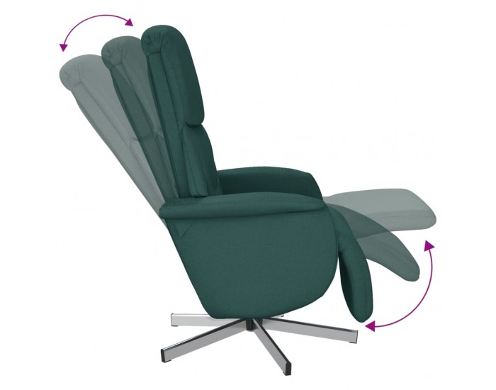 Sonata H Реклайнер стол с поставка за крака, тъмнозелен, текстил