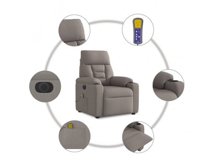 Sonata H Електрически масажен наклоняем стол, таупе, текстил