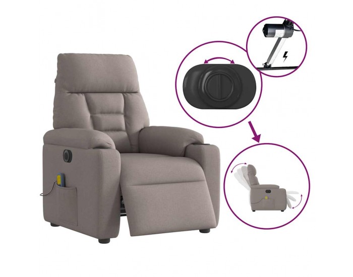 Sonata H Електрически масажен наклоняем стол, таупе, текстил