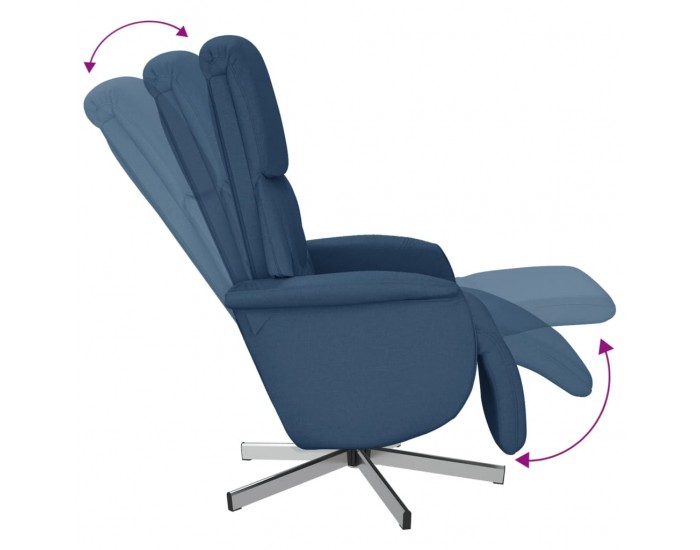 Sonata H Реклайнер стол с поставка за крака, син, текстил