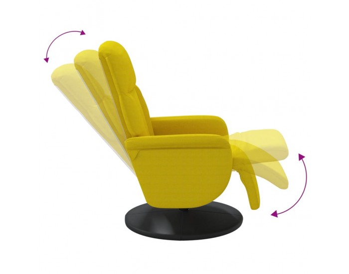 Sonata H Реклайнер стол с поставка за крака, жълт, кадифе