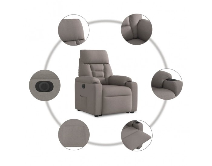 Sonata H Електрически изправящ реклайнер стол, таупе, текстил