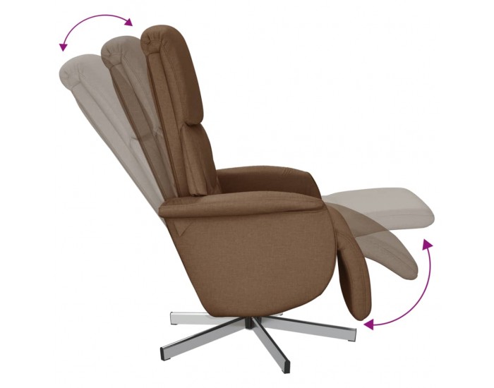 Sonata H Реклайнер стол с поставка за крака, кафяв, плат