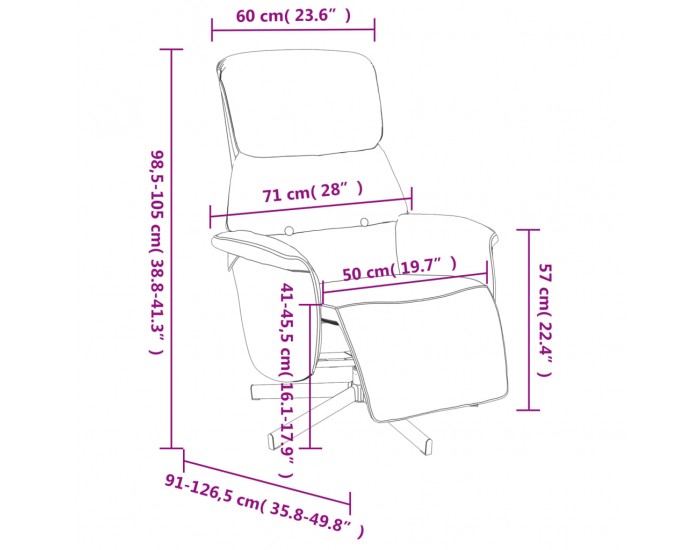 Sonata H Реклайнер стол с поставка за крака, таупе, текстил