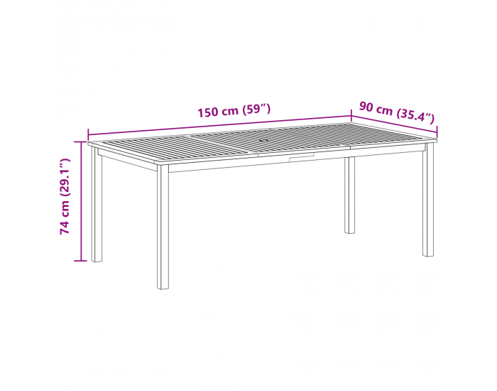 Комплект за градина Sonata H от 7 части Черен Полиротан Акация