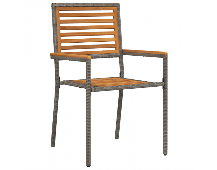 Комплект за градински обяд Sonata H от 9 части Сив Полирана ратан Акация