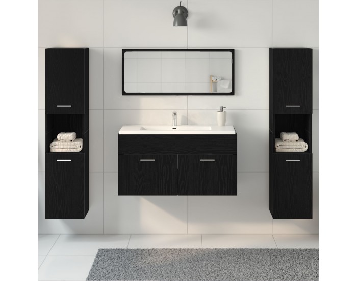 Sonata H Комплект за баня от 4 части Черен дъб Инженерна дървесина