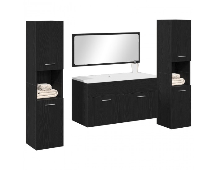 Sonata H Комплект за баня от 4 части Черен дъб Инженерна дървесина