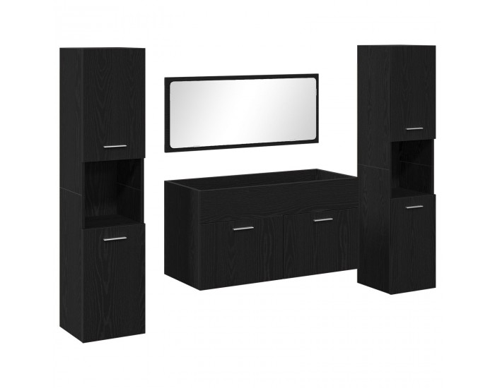 Sonata H Комплект за баня от 4 части Черен дъб Инженерна дървесина