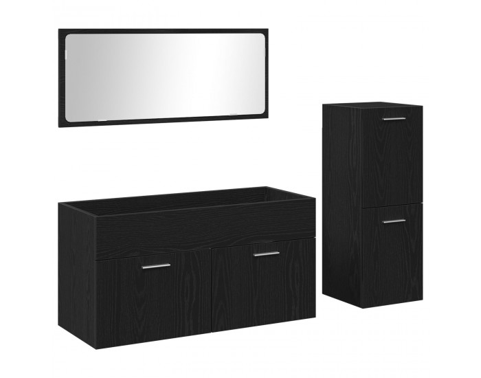 Sonata H Комплект мебели за баня от 3 части Черен дъб от инженерна дървесина