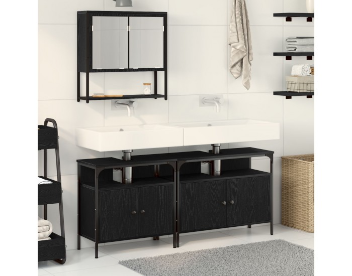 Sonata H Комплект мебели за баня 3 части Черен дъб Инженерна дървесина