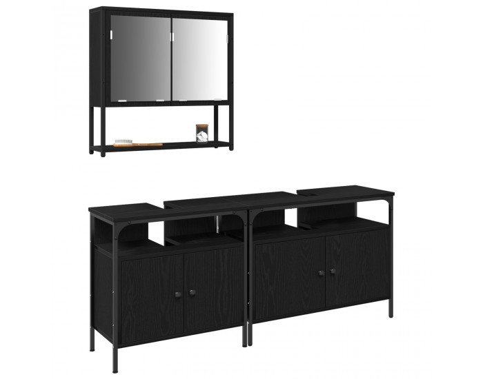 Sonata H Комплект мебели за баня 3 части Черен дъб Инженерна дървесина