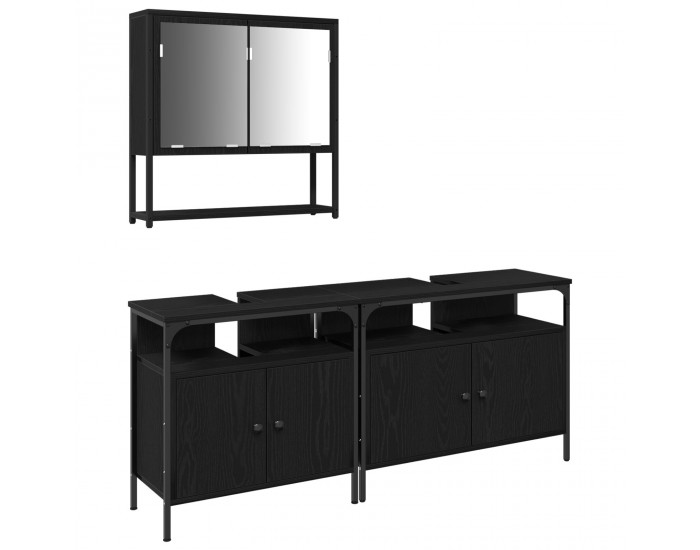 Sonata H Комплект мебели за баня 3 части Черен дъб Инженерна дървесина