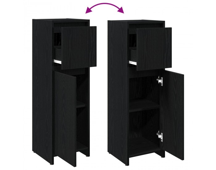 Sonata H Черен бански шкаф, дъбов, 30x30x95 см, от инженерно дърво