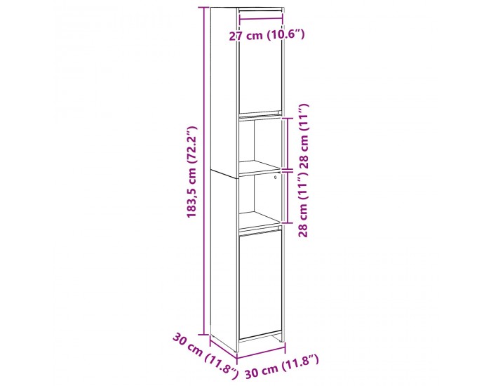 Sonata H Банков шкаф Черен дъб 30x30x183,5 см Инженерна дървесина