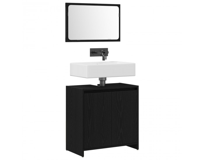 Sonata H Банкова шкафче с огледало, Черен дъб, 60x33x61 см, Инженерна дървесина