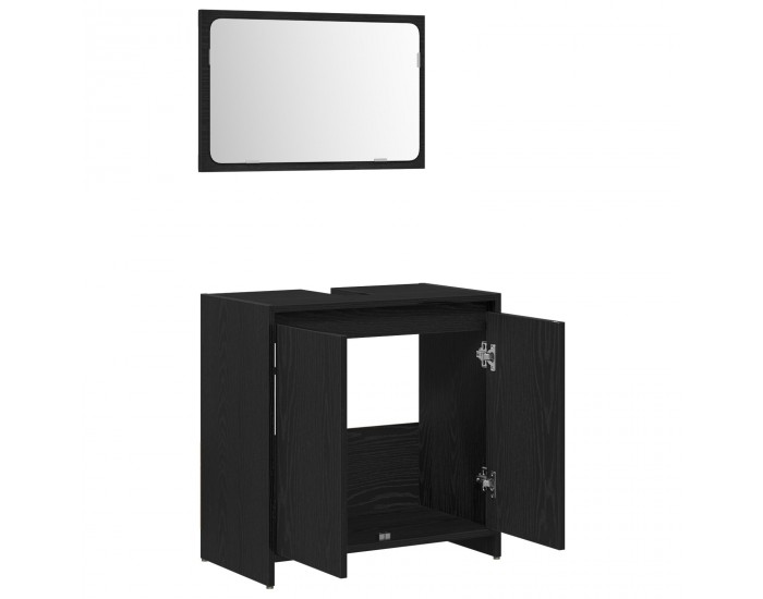 Sonata H Банкова шкафче с огледало, Черен дъб, 60x33x61 см, Инженерна дървесина