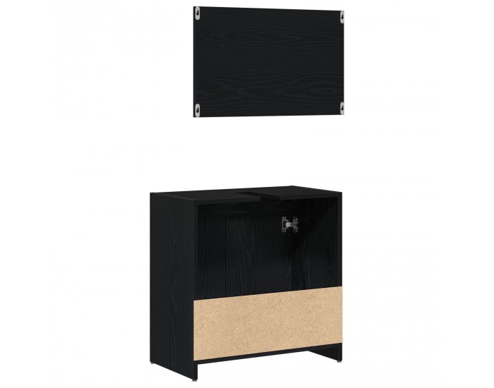Sonata H Банкова шкафче с огледало, Черен дъб, 60x33x61 см, Инженерна дървесина