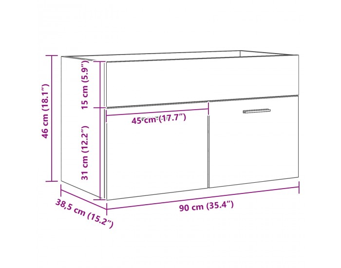 Sonata H Ракла за баня Черен дъб 90x38,5x46 см Инженерна дървесина