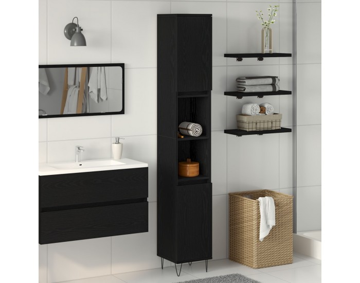 Sonata H Баня Шкаф Черен Дъб 30x30x190 см Инженерна Дървесина