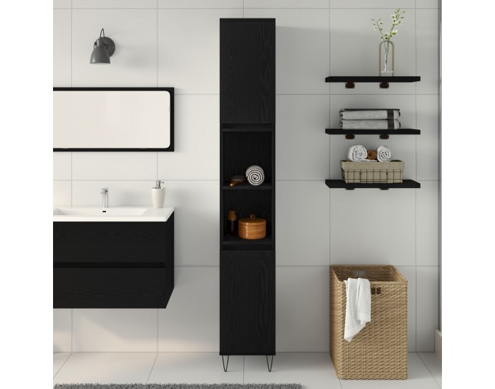 Sonata H Баня Шкаф Черен Дъб 30x30x190 см Инженерна Дървесина