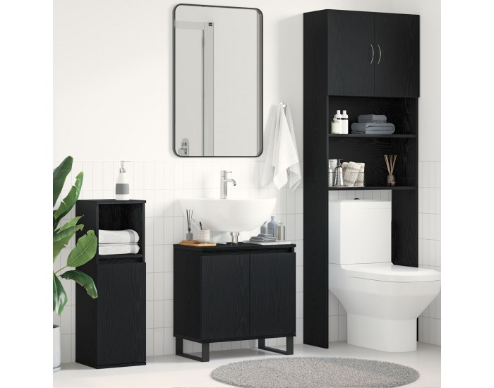 Sonata H Мивка за баня с шкаф Черен дъб 58x33x60 см Инженерна дървесина