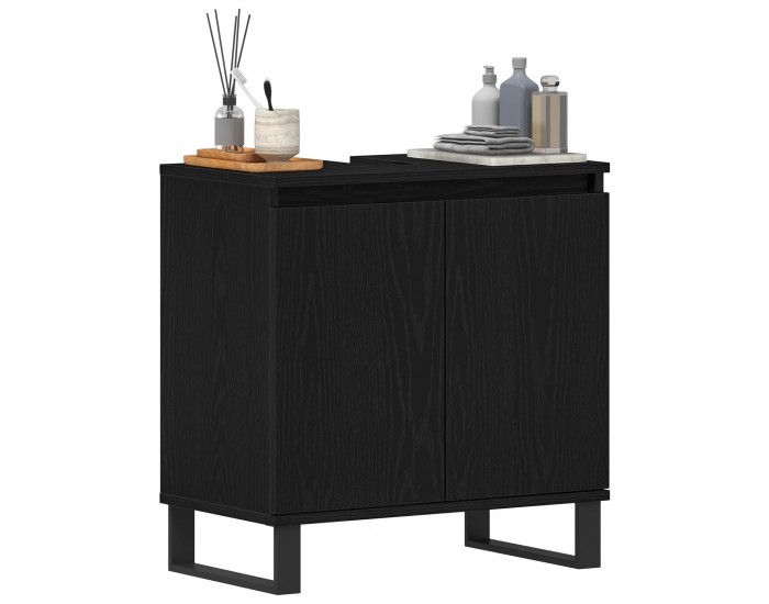 Sonata H Мивка за баня с шкаф Черен дъб 58x33x60 см Инженерна дървесина