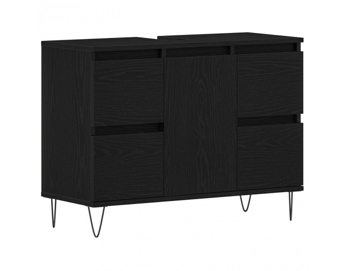 Sonata H Мивка за баня с шкаф Черен дъб 80x33x60 см Инженерна дървесина