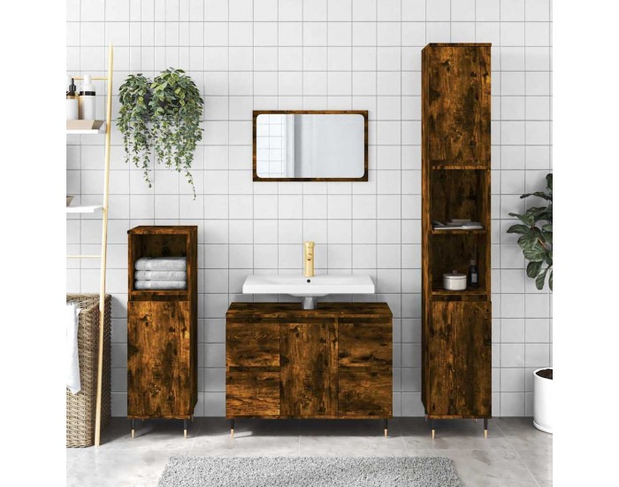 Sonata H Шкаф за баня, опушен дъб, 80x33x60 см, инженерно дърво