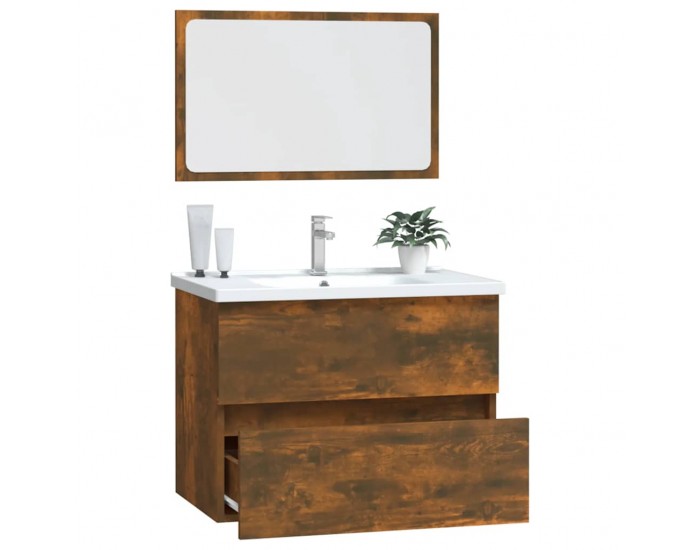 Sonata H Комплект мебели за баня от 2 части, опушен дъб, инженерно дърво