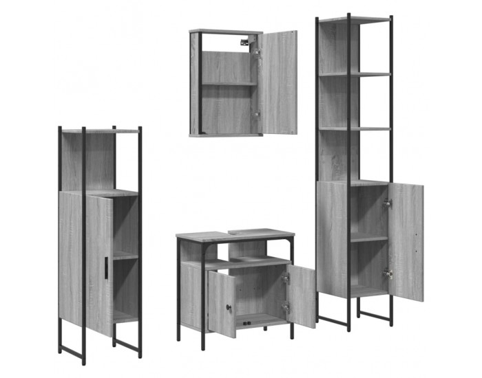 Sonata H Комплект мебели за баня от 4 части сив сонома инженерно дърво