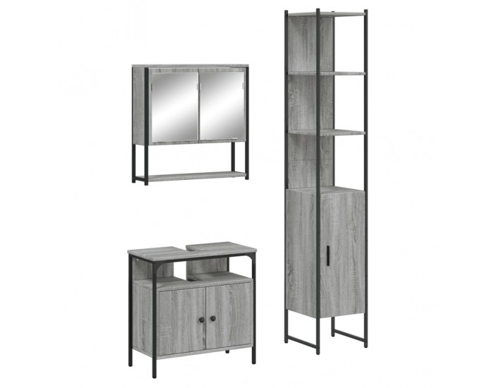 Sonata H Комплект мебели за баня от 3 части сив сонома инженерно дърво