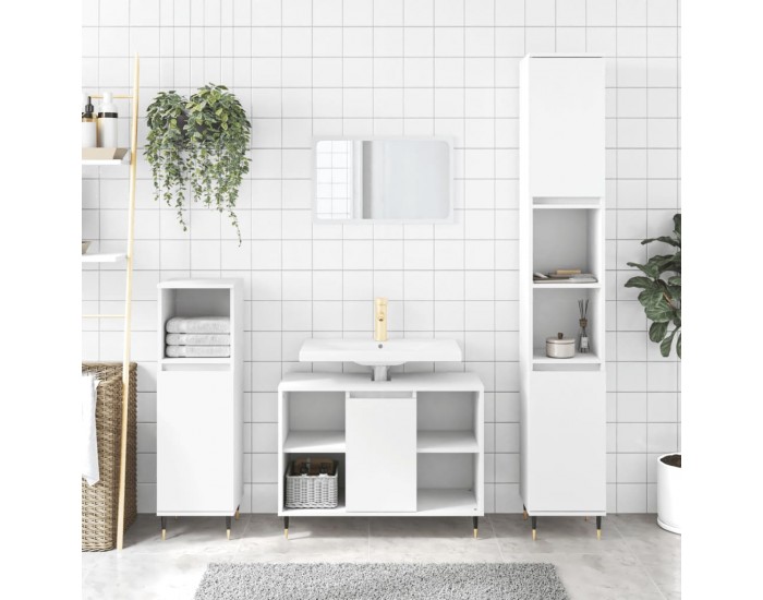 Sonata H Комплект мебели за баня от 3 части, бял, инженерно дърво