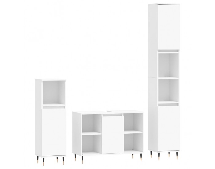 Sonata H Комплект мебели за баня от 3 части, бял, инженерно дърво